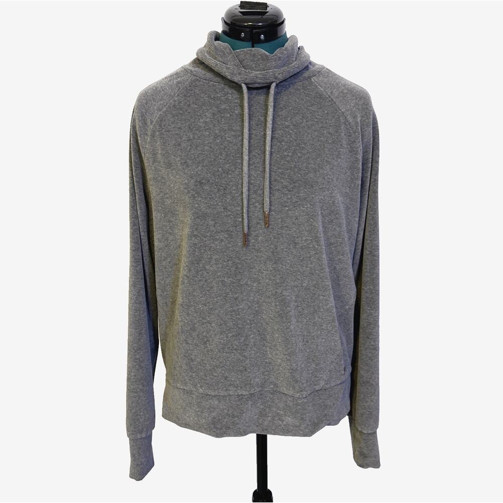 Sweaty Betty Gray Velour Sweatshirt Pullover Funnel Neck Size‎ Medium